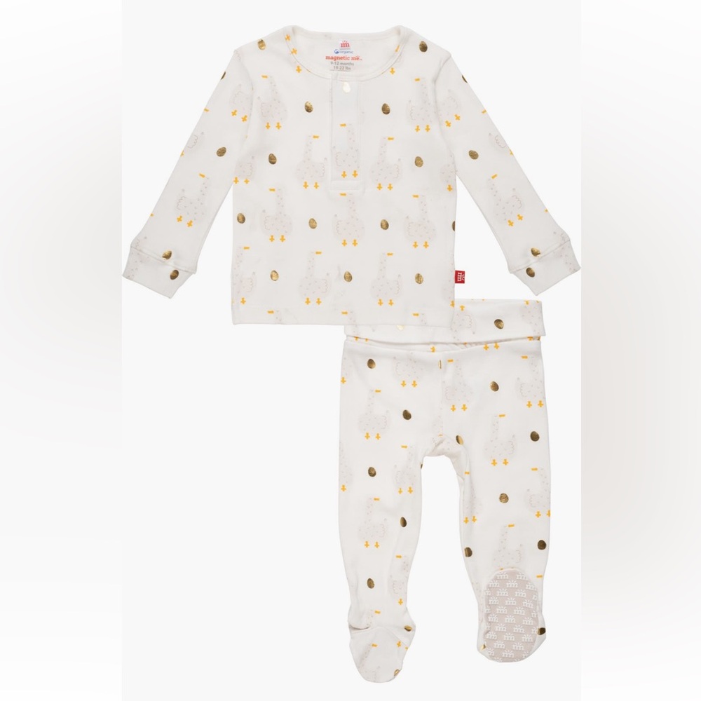 MAGNETIC ME | Mummy Goose Organic Cotton Magnetic Henley Top w/ Fold-over Pant